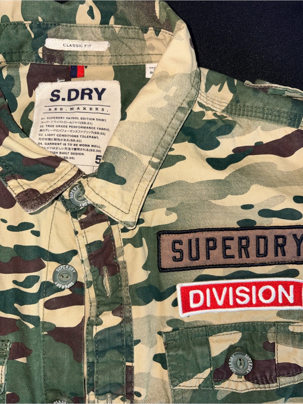 Superdry Men's Camouflage Button-Down Shirt in Green & Brown